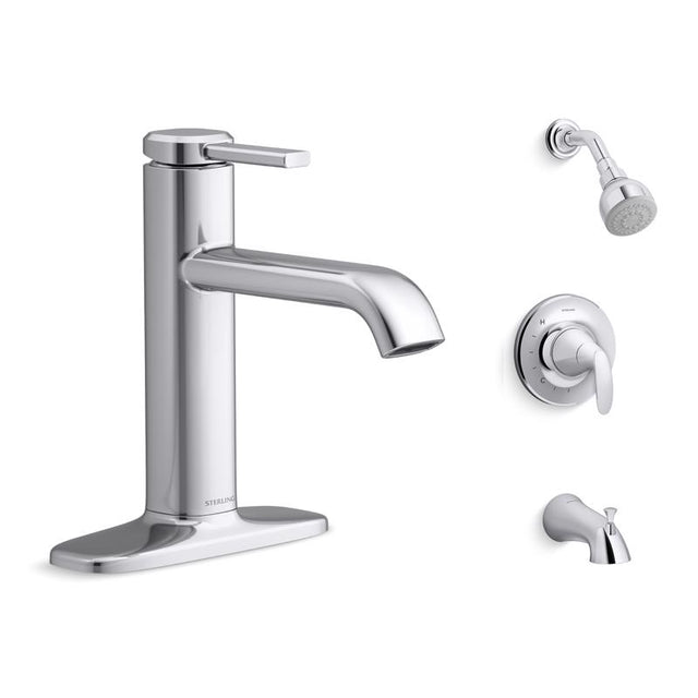 Sterling Agosti Modern Single-Handle Polished Chrome Faucet with Tub Shower Faucet
