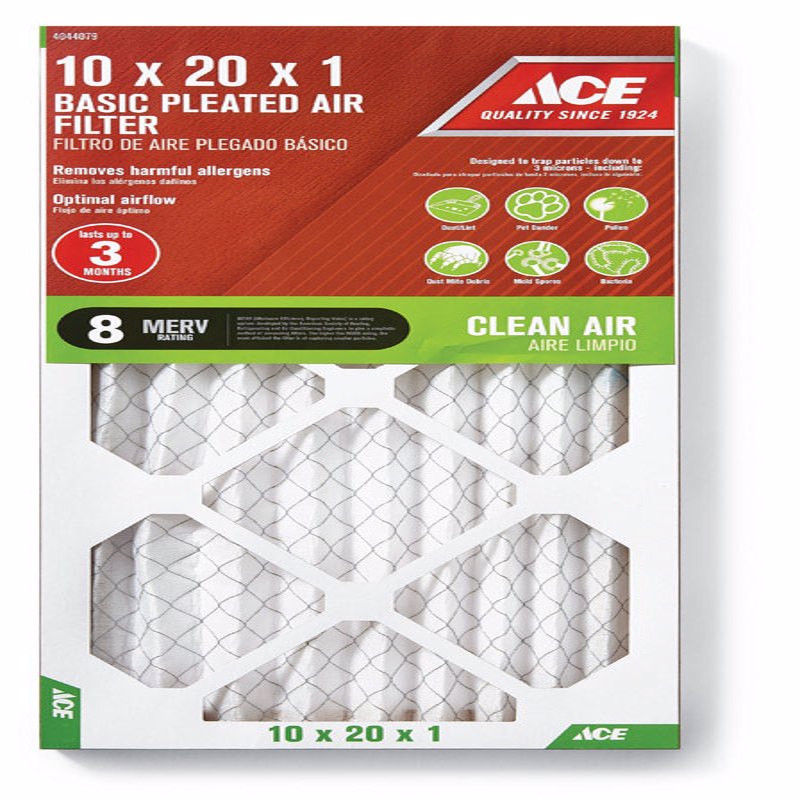 Ace 10 in. W X 20 in. H X 1 in. D Synthetic 8 MERV Pleated Air Filter 1 pk