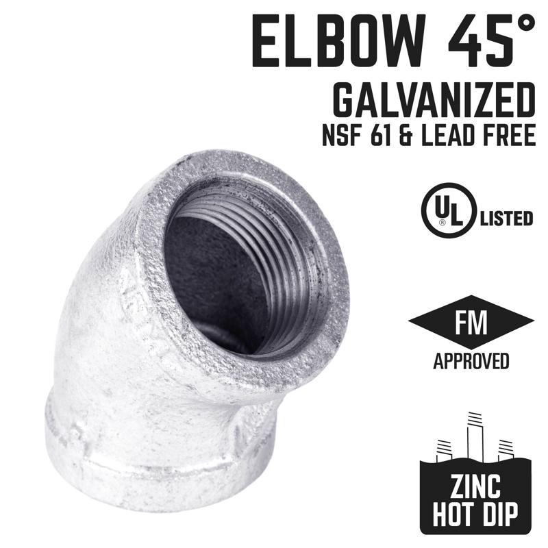 STZ Industries 2 in. FIP each X 2 in. D FIP Galvanized Malleable Iron 45 Degree Elbow