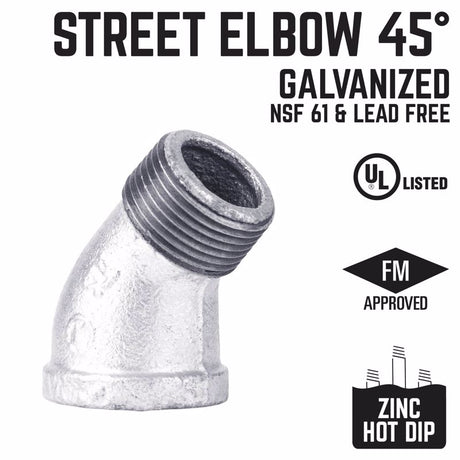 STZ Industries 1/8 in. FIP each X 1/8 in. D MIP Galvanized Malleable Iron 45 degree Street Elbow