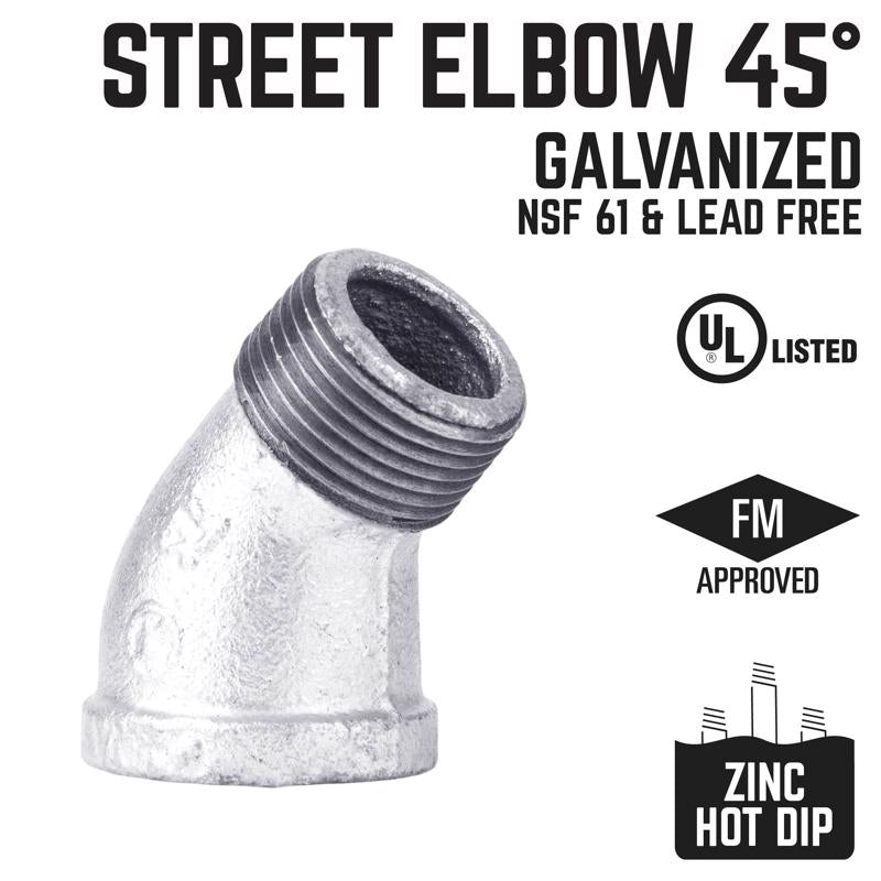 STZ Industries 1/4 in. FIP each X 1/4 in. D MIP Galvanized Malleable Iron 45 degree Street Elbow