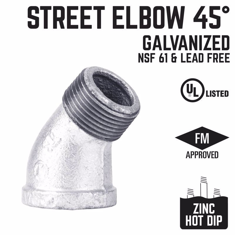 STZ Industries 1/2 in. FIP each X 1/2 in. D MIP Galvanized Malleable Iron 45 degree Street Elbow