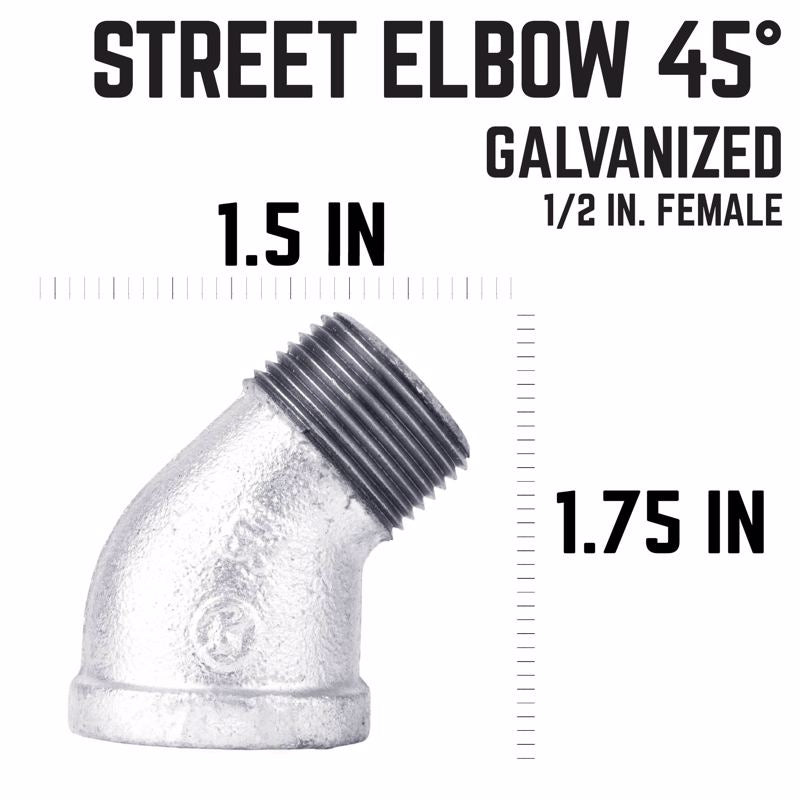 STZ Industries 1/2 in. FIP each X 1/2 in. D MIP Galvanized Malleable Iron 45 degree Street Elbow