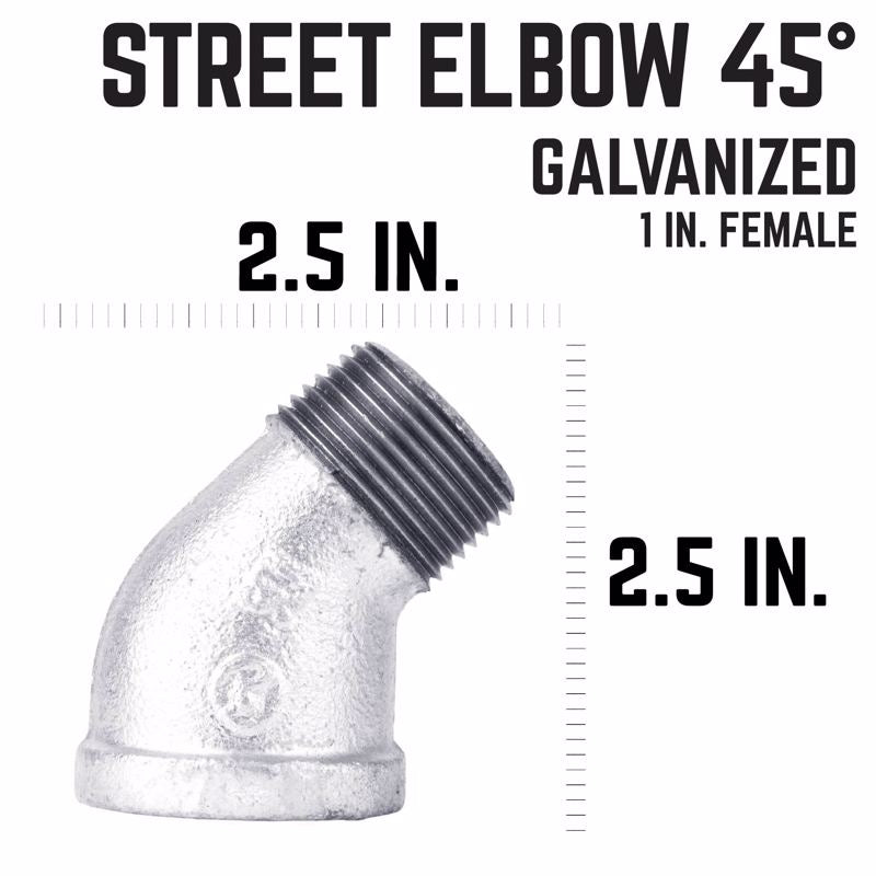 STZ Industries 1 in. FIP each X 1 in. D MIP Galvanized Malleable Iron 45 degree Street Elbow
