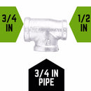 STZ Industries 3/4 in. FIP each X 1/2 in. D FIP FIP Galvanized Malleable Iron Reducing Tee