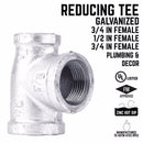 STZ Industries 3/4 in. FIP each X 1/2 in. D FIP FIP Galvanized Malleable Iron Reducing Tee