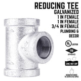 STZ Industries 1 in. FIP each X 1 in. D FIP 3/4 in. D FIP Galvanized Malleable Iron Reducing Tee
