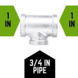 STZ Industries 1 in. FIP each X 1 in. D FIP 3/4 in. D FIP Galvanized Malleable Iron Reducing Tee