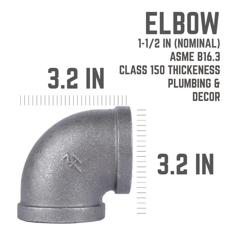 STZ Industries 1-1/2 in. FIP each X 1-1/2 in. D FIP Black Malleable Iron 90 Degree Elbow