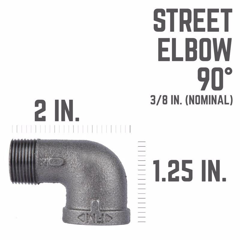 STZ Industries 3/8 in. MIP each X 3/8 in. D FIP Black Malleable Iron 90 Degree Street Elbow