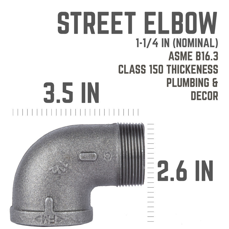 STZ Industries 1-1/4 in. MIP each X 1-1/4 in. D FIP Black Malleable Iron 90 Degree Street Elbow