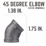 STZ Industries 3/8 in. FIP each X 3/8 in. D FIP Black Malleable Iron 45 Degree Elbow