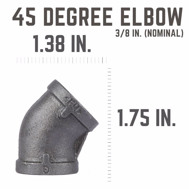 STZ Industries 3/8 in. FIP each X 3/8 in. D FIP Black Malleable Iron 45 Degree Elbow