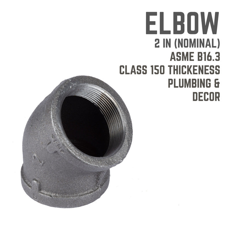 STZ Industries 2 in. FIP each X 2 in. D FIP Black Malleable Iron 45 Degree Elbow