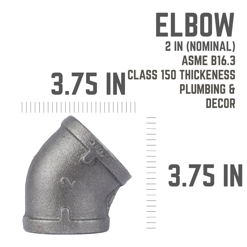 STZ Industries 2 in. FIP each X 2 in. D FIP Black Malleable Iron 45 Degree Elbow