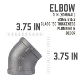 STZ Industries 2 in. FIP each X 2 in. D FIP Black Malleable Iron 45 Degree Elbow
