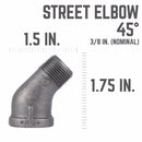 STZ Industries 3/8 in. MIP each X 3/8 in. D FIP Black Malleable Iron 45 degree Street Elbow