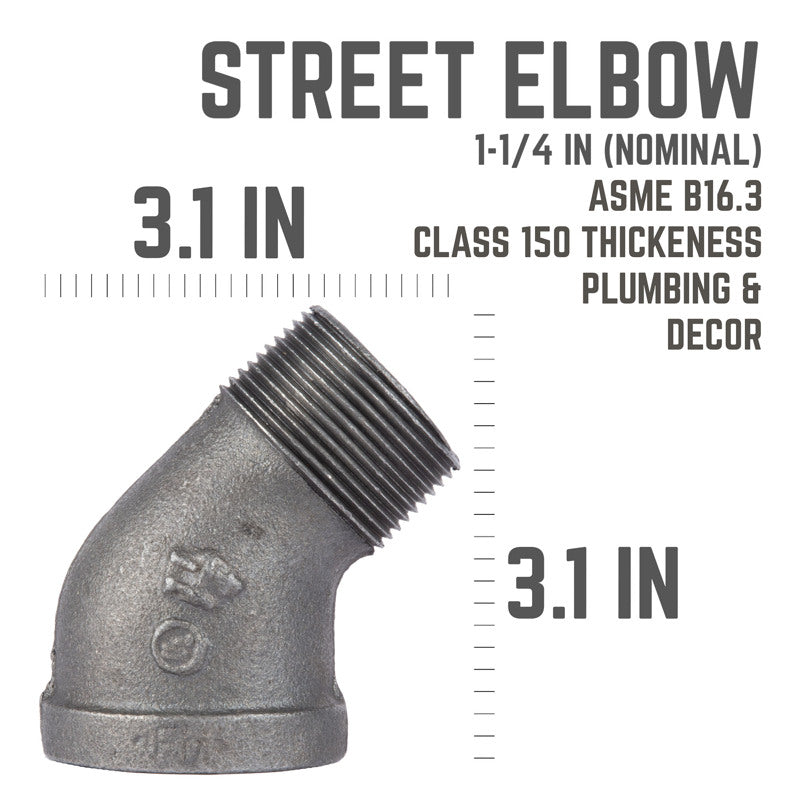 STZ Industries 1-1/4 in. MIP each X 1-1/4 in. D FIP Black Malleable Iron 45 degree Street Elbow