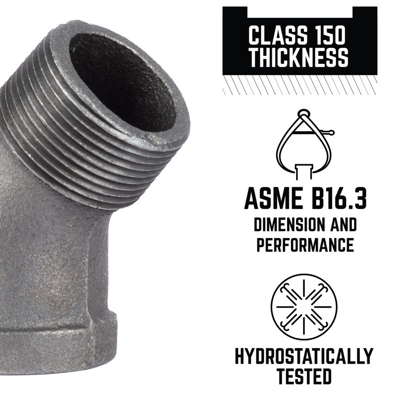 STZ Industries 1-1/4 in. MIP each X 1-1/4 in. D FIP Black Malleable Iron 45 degree Street Elbow