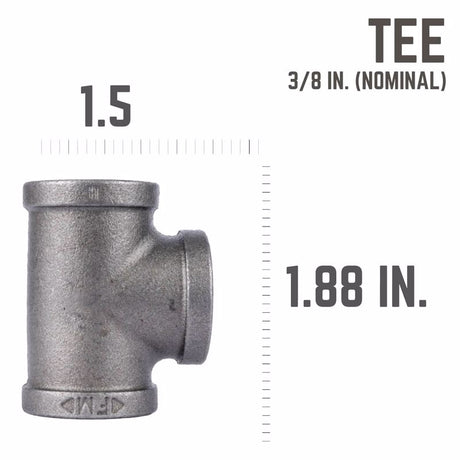 STZ Industries 3/8 in. FIP each X 3/8 in. D FIP 3/8 in. D FIP Black Malleable Iron Tee