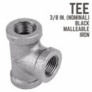 STZ Industries 3/8 in. FIP each X 3/8 in. D FIP 3/8 in. D FIP Black Malleable Iron Tee