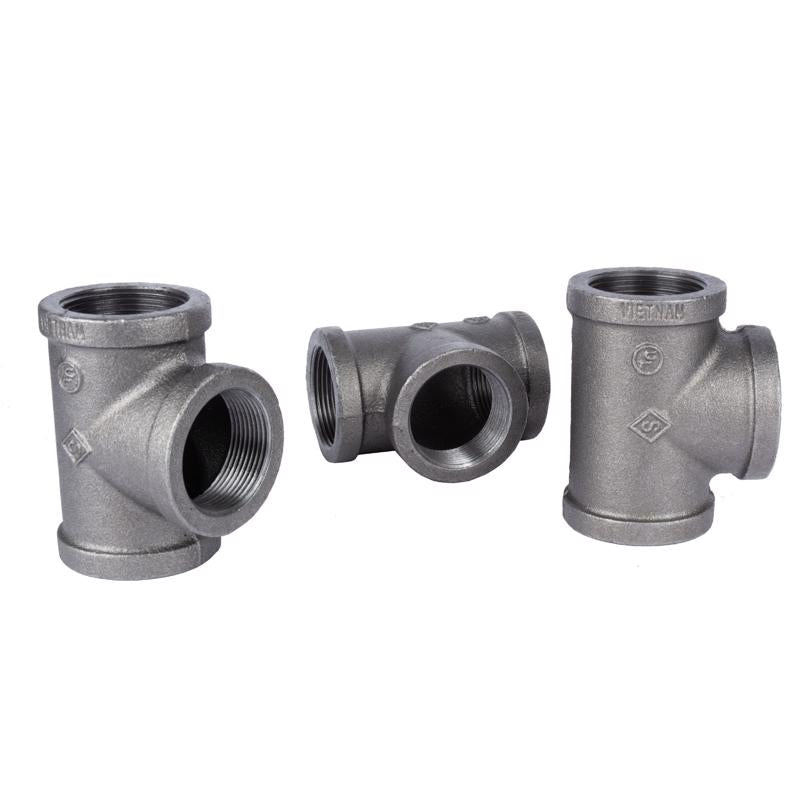 STZ Industries 1-1/2 in. FIP each X 1-1/2 in. D FIP 1-1/2 in. D FIP Black Malleable Iron Tee