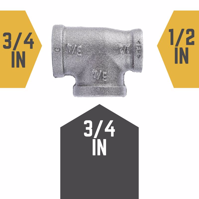 STZ Industries 3/4 in. FIP X 1/2 in. D FIP 3/4 in. D FIP Black Malleable Iron Reducing Tee