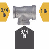 STZ Industries 1 in. FIP each X 3/4 in. D FIP 3/4 in. D FIP Black Malleable Iron Reducing Tee