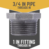 STZ Industries 1 in. MIP each X 3/4 in. D FIP Black Malleable Iron Hex Bushing