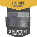 STZ Industries 2 in. MIP each X 1 in. D Black Malleable Iron Hex Bushing