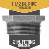 STZ Industries 2 in. MIP each X 1-1/2 in. D FIP Black Malleable Iron Hex Bushing