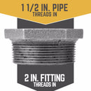 STZ Industries 2 in. MIP each X 1-1/2 in. D FIP Black Malleable Iron Hex Bushing