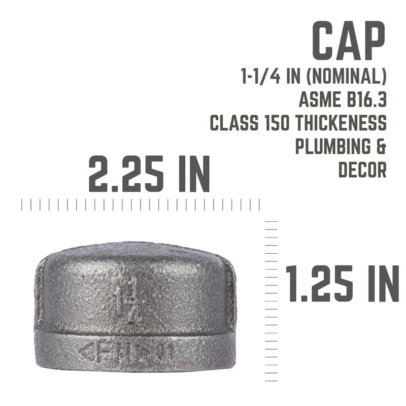 STZ Industries 1-1/4 in. FIP each Black Malleable Iron Cap