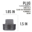 STZ Industries 1-1/2 in. MIP each Black Malleable Iron Plug