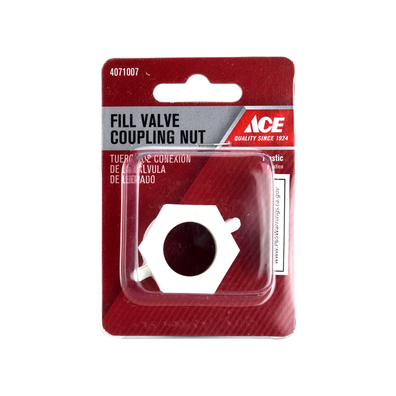 Ace Fill Valve Coupling Nut White Plastic