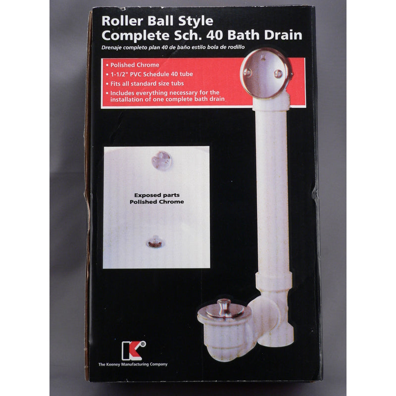 Keeney 1-1/2 in. D Chrome PVC Bath Drain Roll Ball S40