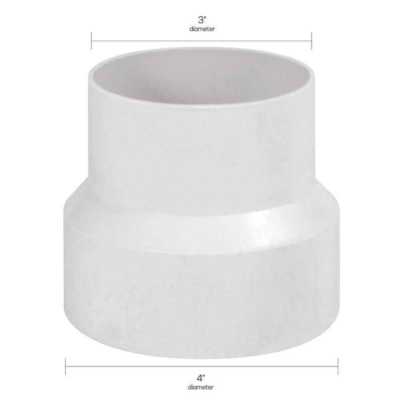 Deflect-O 4 - 3 in. D White Plastic Increaser/Reducer