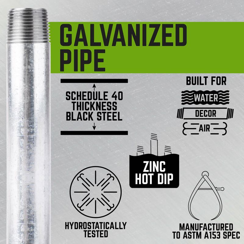 STZ Industries 1/8 in. MIP each Galvanized Steel 4 in. L Nipple