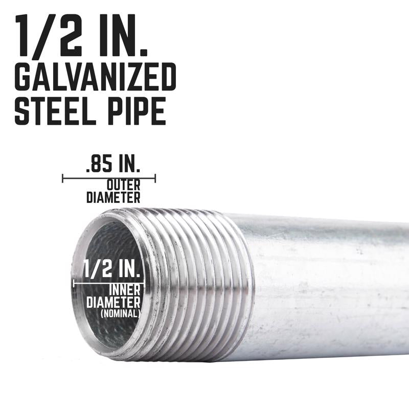 STZ Industries 1/2 in. MIP each X 1/2 in. D MIP Galvanized Steel 3 in. L Nipple