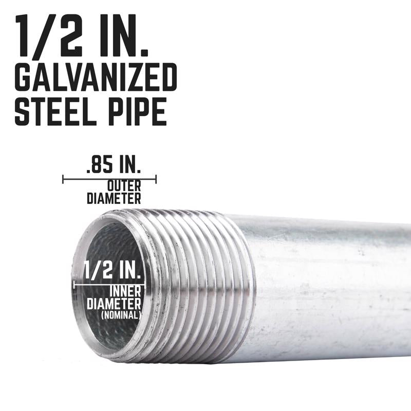 STZ Industries 1/2 in. MIP each X 1/2 in. D MIP Galvanized Steel 9 in. L Nipple