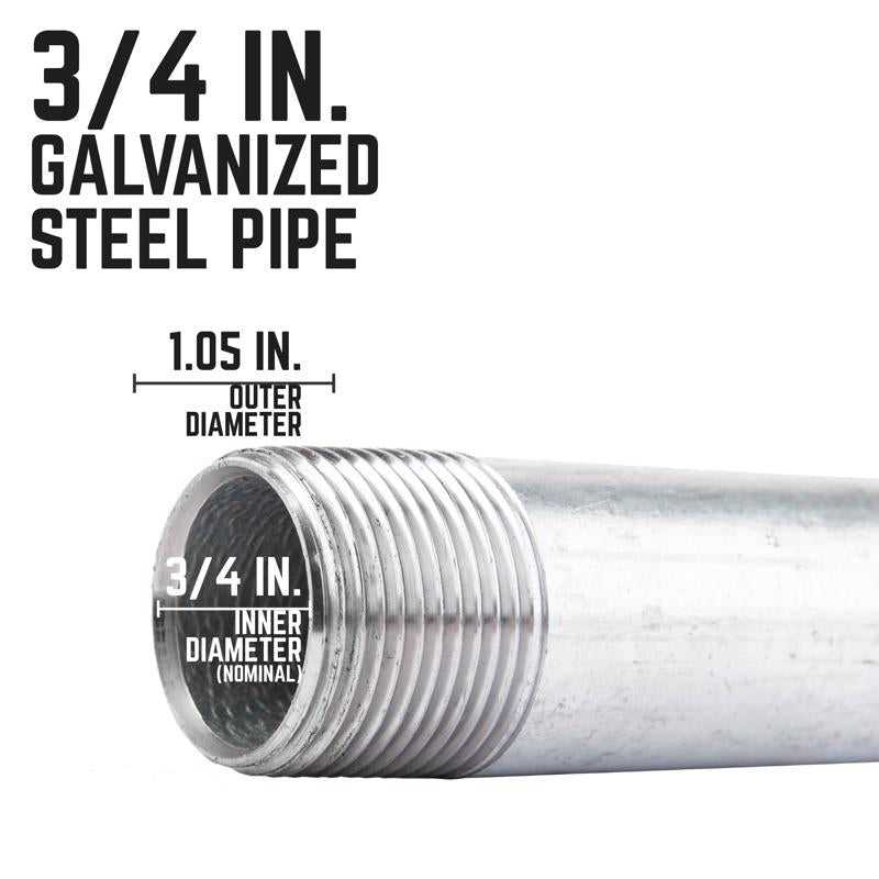 STZ Industries 3/4 in. MIP each X 3/4 in. D MIP Galvanized Steel Close Nipple