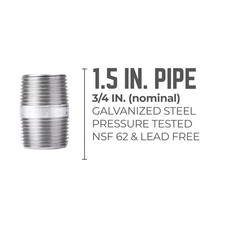 STZ Industries 3/4 in. MIP each X 3/4 in. D MIP Galvanized Steel 1-1/2 in. L Nipple