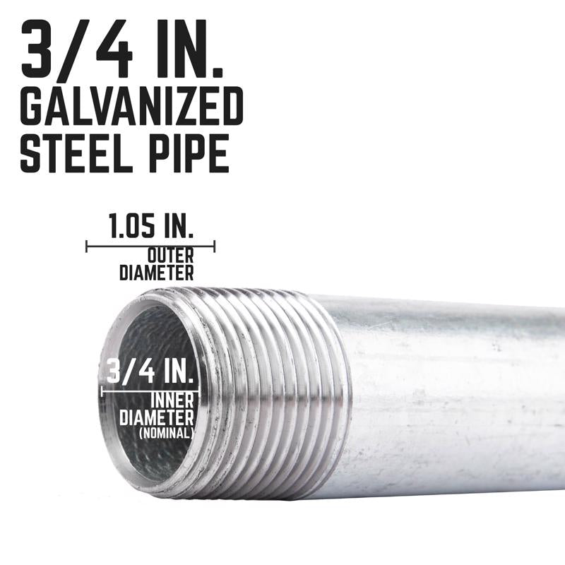 STZ Industries 3/4 in. MIP each X 3/4 in. D MIP Galvanized Steel 7 in. L Nipple