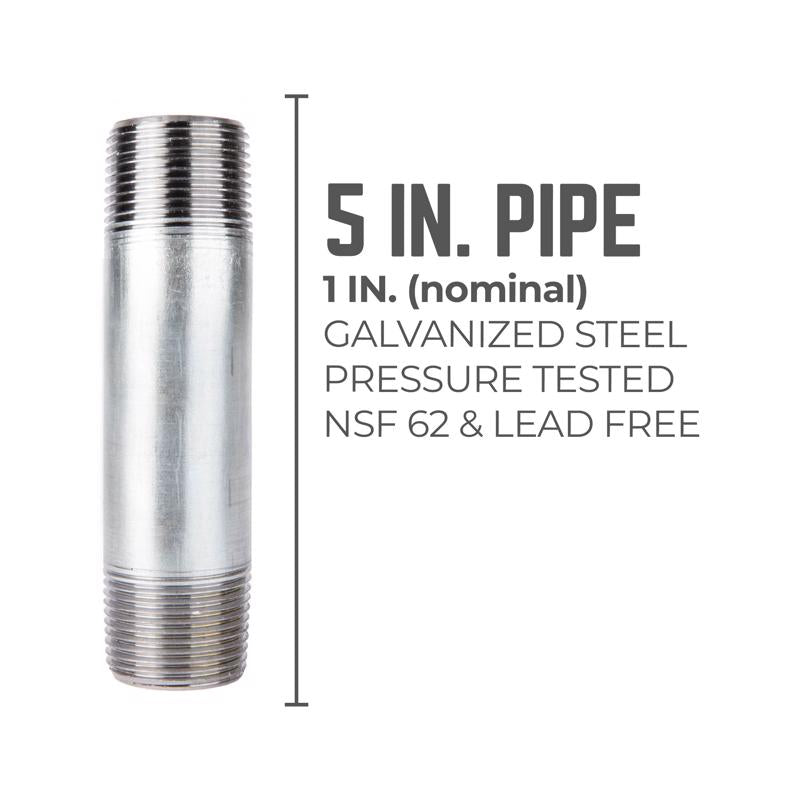 STZ Industries 1 in. MIP each X 1 in. D MIP Galvanized Steel 5 in. L Nipple