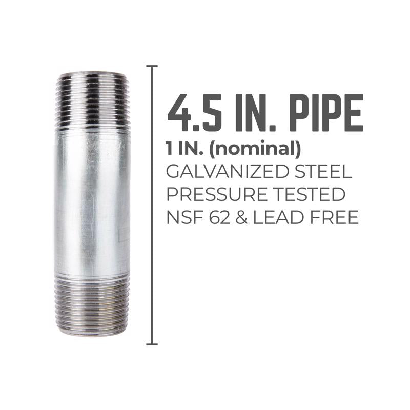 STZ Industries 1 in. MIP each X 1 in. D MIP Galvanized Steel 4-1/2 in. L Nipple