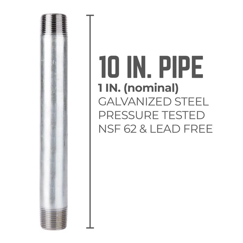 STZ Industries 1 in. MIP each X 1 in. D MIP Galvanized Steel 10 in. L Nipple