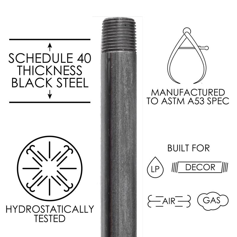 STZ Industries 1/4 in. MIP each X 1/4 in. D MIP Black Steel Close Nipple