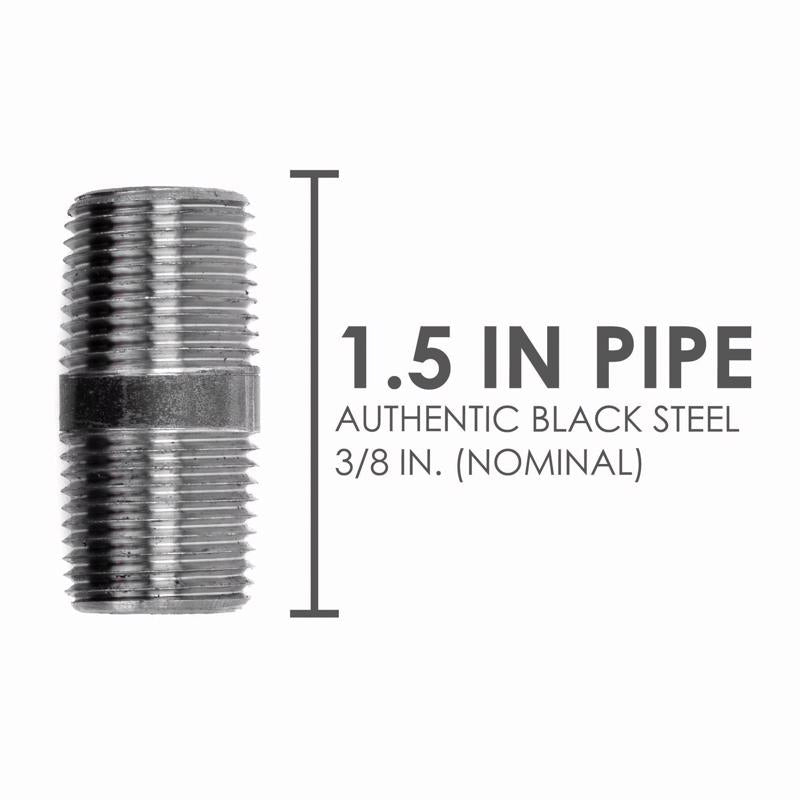 STZ Industries 3/8 in. MIP each X 3/8 in. D MIP Black Steel 1-1/2 in. L Nipple