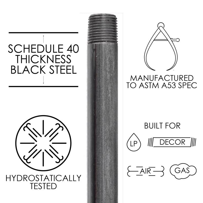 STZ Industries 1/2 in. MIP each X 1/2 in. D MIP Black Steel 2-1/2 in. L Nipple