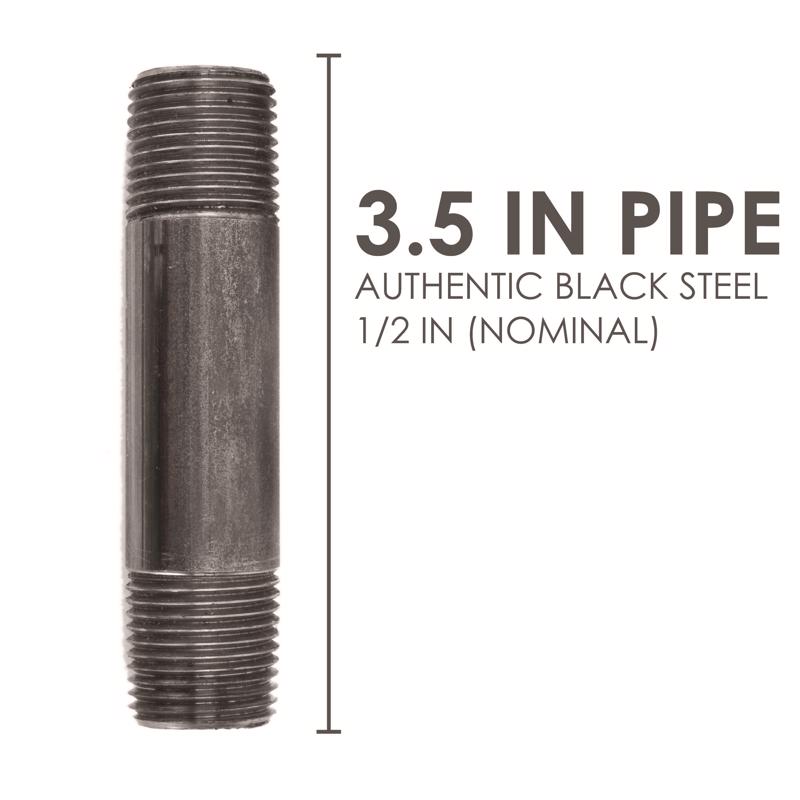 STZ Industries 1/2 in. MIP each X 1/2 in. D MIP Black Steel 3-1/2 in. L Nipple